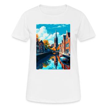 Delft Pays-Bas Poster de voyage vintage souvenir - T-shirt respirant Femme - blanc - Devant - AI Model Female 172 dark (172cm)