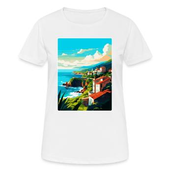 Affiche de voyage vintage de Sao Miguel Portugal Souvenir - T-shirt respirant Femme - blanc - Devant - AI Model Female 172 dark (172cm)