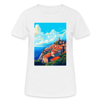 Eze France Vintage Travel Poster Souvenir Souvenir - Women's Breathable T-Shirt - white - Front - AI Model Female 172 dark (172cm)