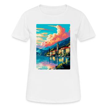 Lake Como Italy Vintage Travel Poster Souvenir WPA - Women's Breathable T-Shirt - white - Front - AI Model Female 172 dark (172cm)