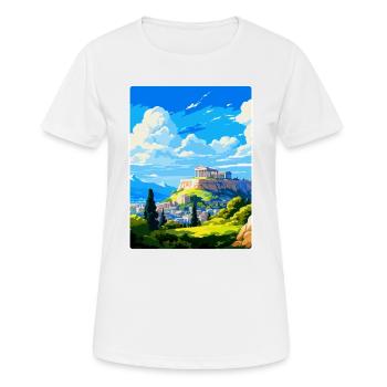 Athens Greece Vintage Travel Poster WPA Souvenir - Women's Breathable T-Shirt - white - Front - AI Model Female 172 dark (172cm)