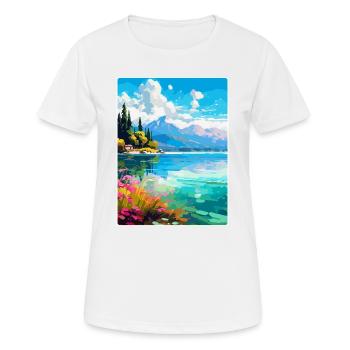 Lake Annecy France Vintage Travel Poster Souvenir - Women's Breathable T-Shirt - white - Front - AI Model Female 172 dark (172cm)