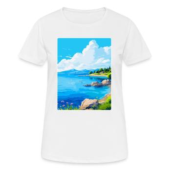 Affiche de voyage vintage de l’île de Meganisi en Grèce WPA - T-shirt respirant Femme - blanc - Devant - AI Model Female 172 dark (172cm)
