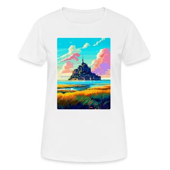 Mont Saint Michel France Vintage Travel Poster WPA - Women's Breathable T-Shirt - white - Front - AI Model Female 172 dark (172cm)