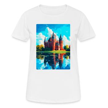 Château de Haar Pays-Bas Affiche de voyage vintage - T-shirt respirant Femme - blanc - Devant - AI Model Female 172 dark (172cm)