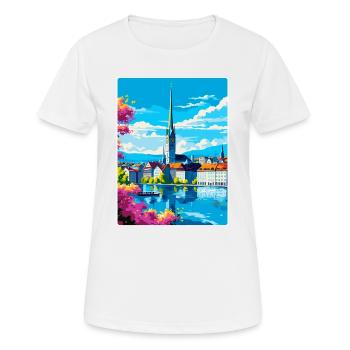 Zurich Suisse Affiche de voyage vintage souvenir - T-shirt respirant Femme - blanc - Devant - AI Model Female 172 dark (172cm)