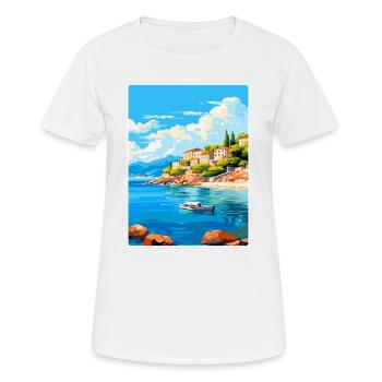 Affiche de voyage vintage de l’île d’Agistri en Grèce WPA - T-shirt respirant Femme - blanc - Devant - AI Model Female 172 dark (172cm)