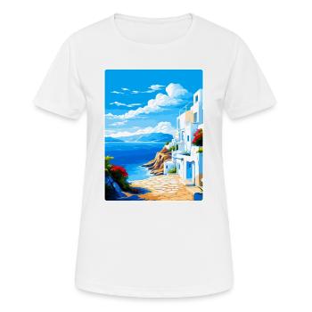 Milos Greece Vintage Travel Poster WPA Souvenir - Women's Breathable T-Shirt - white - Front - AI Model Female 172 dark (172cm)