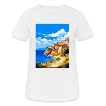 Péninsule de Mani Grèce Affiche de voyage vintage WPA - T-shirt respirant Femme - blanc - Devant - AI Model Female 172 dark (172cm)