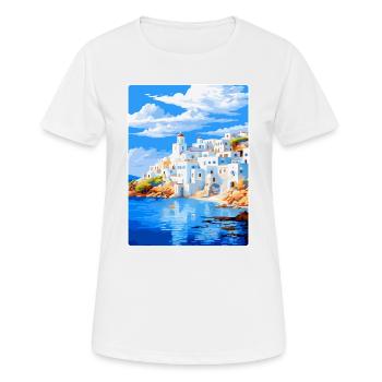 Patmos Grèce Affiche de voyage vintage WPA Souvenir - T-shirt respirant Femme - blanc - Devant - AI Model Female 172 dark (172cm)