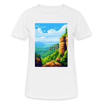 Elbe Sandstone Mountains Germany Travel Poster WPA - Women's Breathable T-Shirt - white - Front - AI Model Female 172 dark (172cm)