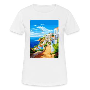 Albufeira Portugal Vintage Travel Poster Souvenir - Women's Breathable T-Shirt - white - Front - AI Model Female 172 dark (172cm)
