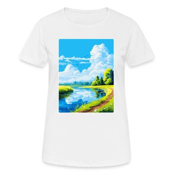 Donau Auen Deutschland Vintage Reiseplakat Souvenir - Frauen T-Shirt atmungsaktiv - Weiß - Vorne - AI Model Female 172 dark (172cm)