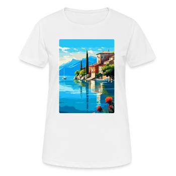 Gardasee Italien Vintage Reiseplakat Souvenir - Frauen T-Shirt atmungsaktiv - Weiß - Vorne - AI Model Female 172 dark (172cm)