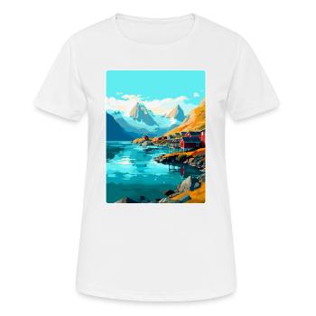 Lofoten Norwegen Vintage Reiseposter WPA - Frauen T-Shirt atmungsaktiv - Weiß - Vorne - AI Model Female 172 dark (172cm)
