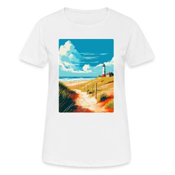 Insel Sylt Deutschland Vintage Reiseplakat Souvenir - Frauen T-Shirt atmungsaktiv - Weiß - Vorne - AI Model Female 172 dark (172cm)