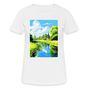 Spreewald Allemagne Affiche de voyage vintage souvenir - T-shirt respirant Femme - blanc - Devant - AI Model Female 172 dark (172cm)