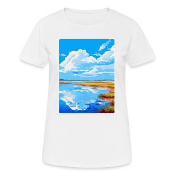 Niedersächsisches Wattenmeer Deutschland Vintage Reiseplakat - Frauen T-Shirt atmungsaktiv - Weiß - Vorne - AI Model Female 172 dark (172cm)