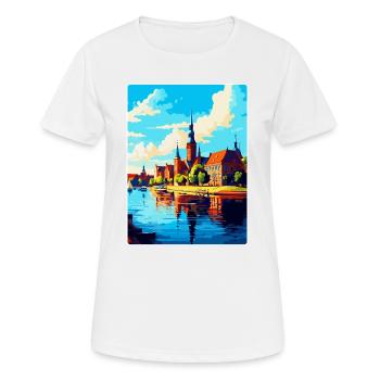 Szczecin Pologne Affiche de voyage vintage souvenir WPA - T-shirt respirant Femme - blanc - Devant - AI Model Female 172 dark (172cm)