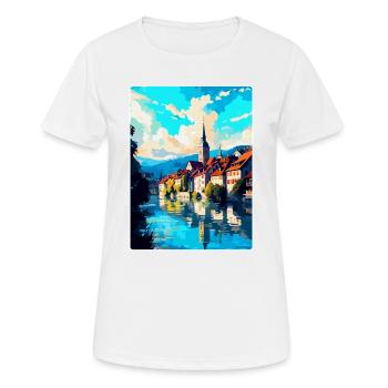 Schaffhausen Switzerland Vintage Travel Poster WPA - Women's Breathable T-Shirt - white - Front - AI Model Female 172 dark (172cm)