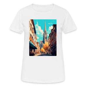 Rouen France Affiche de voyage vintage WPA Souvenir - T-shirt respirant Femme - blanc - Devant - AI Model Female 172 dark (172cm)