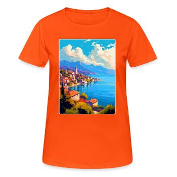 Ohrid Macédoine du Nord Affiche de voyage vintage WPA - T-shirt respirant Femme - orange néon - Devant - AI Model Female 172 dark (172cm)