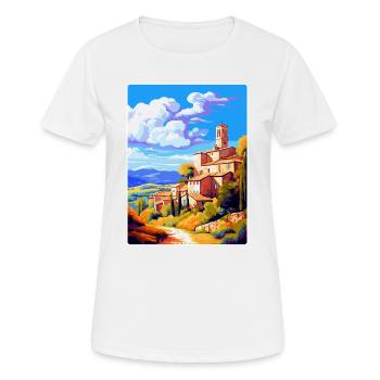 Llagostera Spain Vintage Travel Poster Souvenir - Women's Breathable T-Shirt - white - Front - AI Model Female 172 dark (172cm)