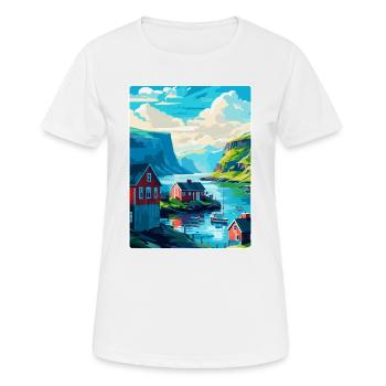 Iles Féroé Danemark Affiche de voyage vintage WPA Art - T-shirt respirant Femme - blanc - Devant - AI Model Female 172 dark (172cm)