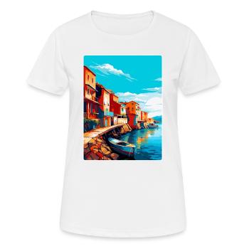 Costa Nova Portugal Affiche de voyage vintage souvenir - T-shirt respirant Femme - blanc - Devant - AI Model Female 172 dark (172cm)