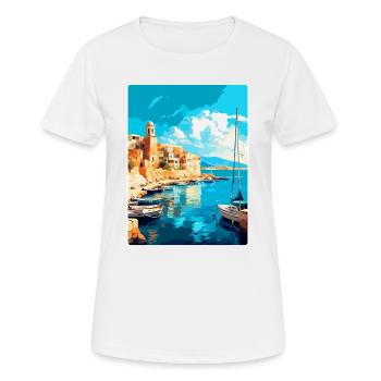 Heraklion Griechenland Vintage Reiseplakat Souvenir - Frauen T-Shirt atmungsaktiv - Weiß - Vorne - AI Model Female 172 dark (172cm)
