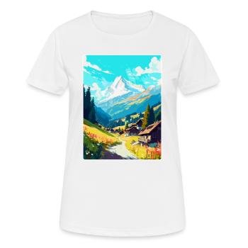 Mayrhofen Österreich Vintage Reiseposter Souvenir - Frauen T-Shirt atmungsaktiv - Weiß - Vorne - AI Model Female 172 dark (172cm)