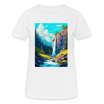 Affiche de voyage des chutes de Trummelbach en Suisse WPA - T-shirt respirant Femme - blanc - Devant - AI Model Female 172 dark (172cm)