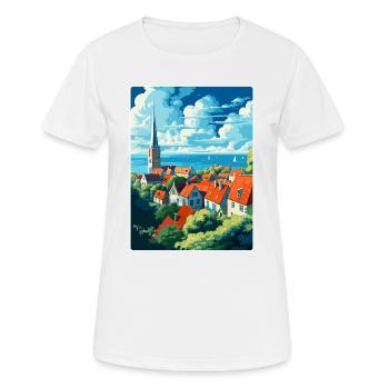 Visby Sweden Vintage Travel Poster WPA Souvenir - Women's Breathable T-Shirt - white - Front - AI Model Female 172 dark (172cm)