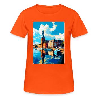 Helsingborg Suède Affiche de voyage vintage souvenir - T-shirt respirant Femme - orange néon - Devant - AI Model Female 172 dark (172cm)