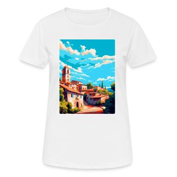 Llagostera Spain Vintage Travel Poster Souvenir - Women's Breathable T-Shirt - white - Front - AI Model Female 172 dark (172cm)