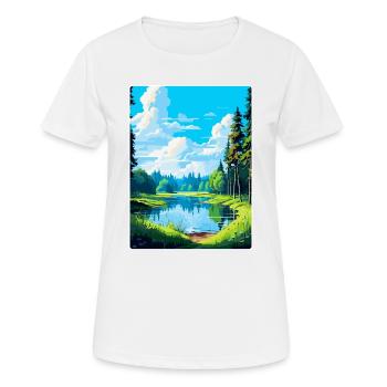 Bialowieza Pologne Affiche de voyage vintage souvenir - T-shirt respirant Femme - blanc - Devant - AI Model Female 172 dark (172cm)