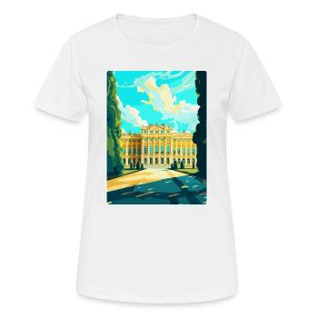 Schonbrunn Palace Austria Vintage Travel Poster - Women's Breathable T-Shirt - white - Front - AI Model Female 172 dark (172cm)