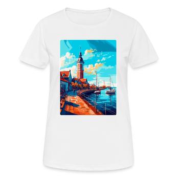 Ustka Pologne Affiche de voyage vintage WPA Souvenir - T-shirt respirant Femme - blanc - Devant - AI Model Female 172 dark (172cm)