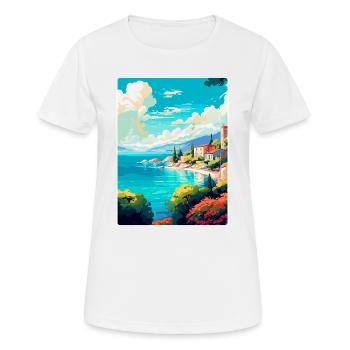 Vis Island Croatia Vintage Travel Poster Souvenir - Women's Breathable T-Shirt - white - Front - AI Model Female 172 dark (172cm)