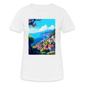 Funchal Portugal Vintage Reiseplakat Souvenir - Frauen T-Shirt atmungsaktiv - Weiß - Vorne - AI Model Female 172 dark (172cm)