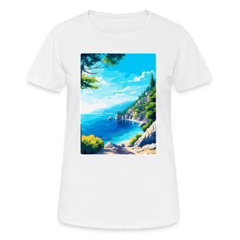 Brela Kroatien Vintage Reiseposter WPA Souvenir - Frauen T-Shirt atmungsaktiv - Weiß - Vorne - AI Model Female 172 dark (172cm)