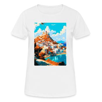 Patmos Grèce Affiche de voyage vintage WPA Souvenir - T-shirt respirant Femme - blanc - Devant - AI Model Female 172 dark (172cm)
