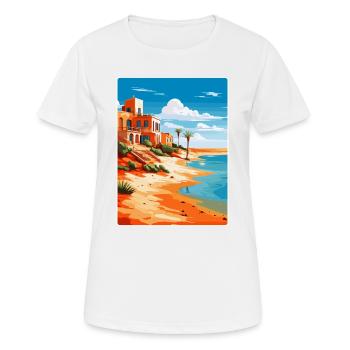 Fuerteventura Spain Vintage Travel Poster Souvenir - Women's Breathable T-Shirt - white - Front - AI Model Female 172 dark (172cm)