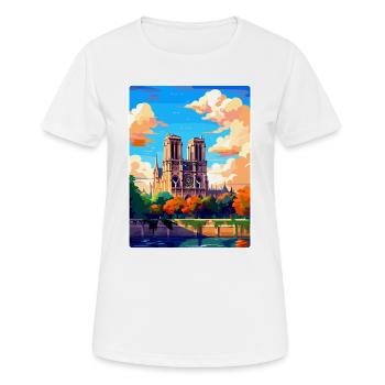Notre Dame Frankreich Vintage Reiseplakat Souvenir - Frauen T-Shirt atmungsaktiv - Weiß - Vorne - AI Model Female 172 dark (172cm)