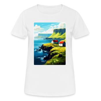 Affiche de voyage vintage des îles Féroé Danemark WPA Art - T-shirt respirant Femme - blanc - Devant - AI Model Female 172 dark (172cm)