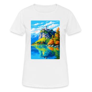 Château de Bled, Slovénie, Affiche de voyage vintage, WPA, Art - T-shirt respirant Femme - blanc - Devant - AI Model Female 172 dark (172cm)