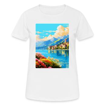 Lake Como Italy Vintage Travel Poster Souvenir WPA - Women's Breathable T-Shirt - white - Front - AI Model Female 172 dark (172cm)