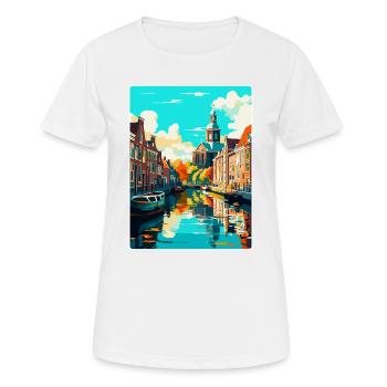 Leiden Netherlands Vintage Travel Poster Souvenir - Women's Breathable T-Shirt - white - Front - AI Model Female 172 dark (172cm)