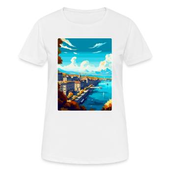 Genf Schweiz Vintage Reiseplakat Souvenir - Frauen T-Shirt atmungsaktiv - Weiß - Vorne - AI Model Female 172 dark (172cm)