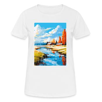 Oulu Finlande Affiche de voyage vintage WPA Souvenir - T-shirt respirant Femme - blanc - Devant - AI Model Female 172 dark (172cm)